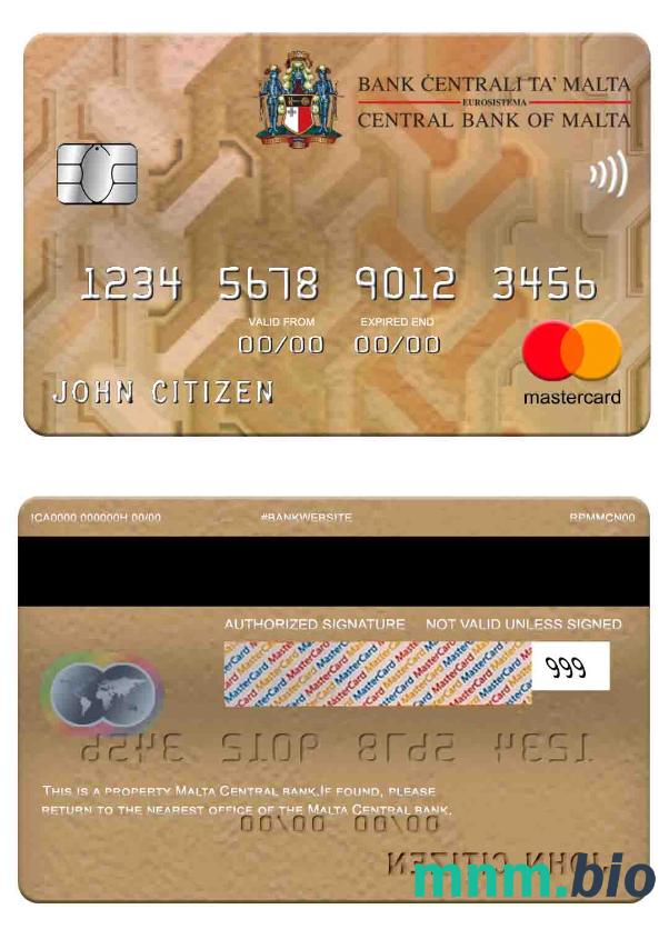 Malta Central Bank przykład karty mastercard w formacie PSD